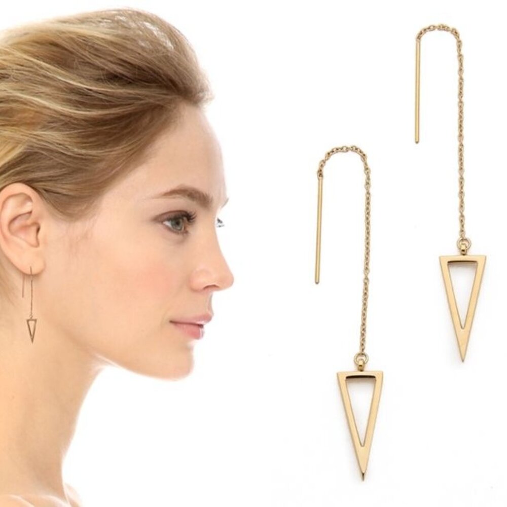 Rebecca Minkoff Women's Gold Toned Triangle Earrings New